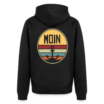 Moin Moin Nordsee Ostsee Meer Wasser Geschenkidee - Unisex Premium Bio Zip Hoodie - Schwarz - Hinten - Nico (187cm)