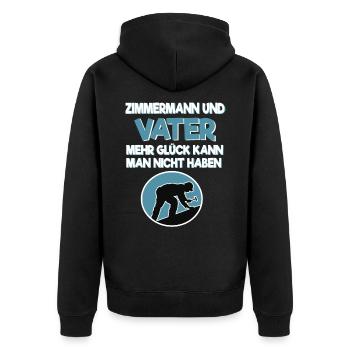 Zimmermann und Vater Papa Geschenk Geburt Spruch - Unisex Premium Bio Zip Hoodie - Schwarz - Hinten - Nico (187cm)