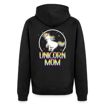 Unicorn mom unicorn mom mother birth pregnant - Unisex Premium Organic Zip Hoodie - black - Back - Nico (187cm)