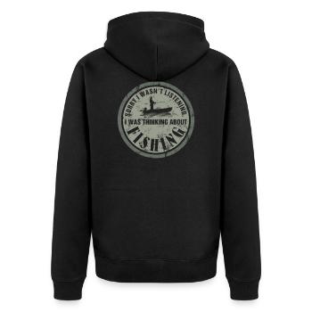 Fishing Tee Shirts Sarcasm Quotes Fun Retro Distre - Unisex Premium Organic Zip Hoodie - black - Back - Nico (187cm)