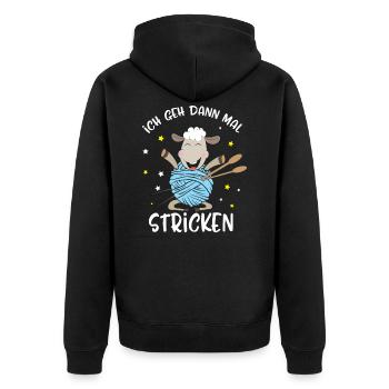 Lustiges Ich Geh Dann Mal Stricken Schaf Geschenk - Unisex Premium Bio Zip Hoodie - Schwarz - Hinten - Nico (187cm)