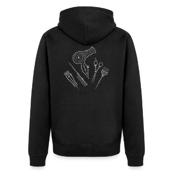 Coiffeur coiffeur tablier strass peigne ciseaux H - Veste à capuche bio Premium Unisexe - noir - Dos - Nico (187cm)