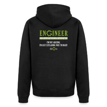 Ingenieur Ich streite nicht Ingenieure Spaß Weihnachten E. - Unisex Premium Bio Zip Hoodie - Schwarz - Hinten - Nico (187cm)