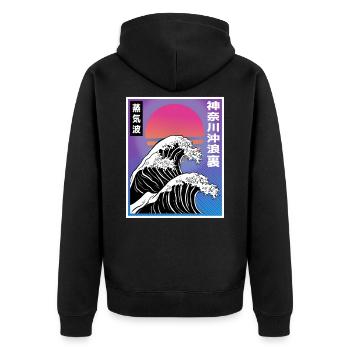 Vaporwave Synthwave Retro Big Wave Japan Style Art - Veste à capuche bio Premium Unisexe - noir - Dos - Nico (187cm)
