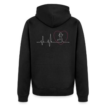 Frauen Läufer Herzschlag Laufen Mädchen Herzschlag Fu - Unisex Premium Bio Zip Hoodie - Schwarz - Hinten - Nico (187cm)
