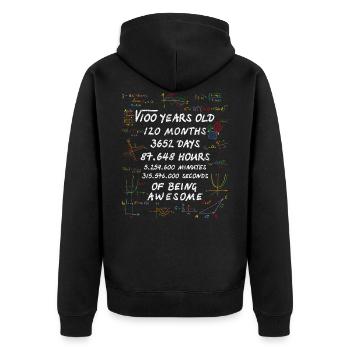 Quadratwurzel von 100 10. Geburtstag 10 Jahre alt Mathe - Unisex Premium Bio Zip Hoodie - Schwarz - Hinten - Nico (187cm)