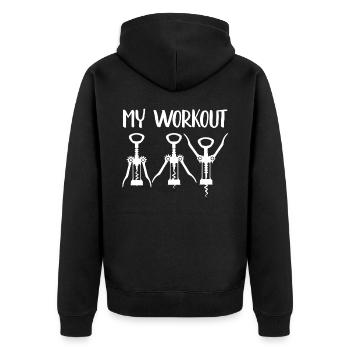 Ma séance d'entraînement fitness vin yoga femmes disant drôle - Veste à capuche bio Premium Unisexe - noir - Dos - Nico (187cm)