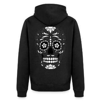 Fleurs de crâne - Veste à capuche bio Premium Unisexe - noir - Dos - Nico (187cm)