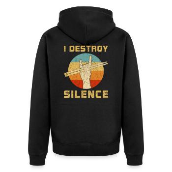 I Destroy Silence Drum Set Drummer Retro Drumming - Veste à capuche bio Premium Unisexe - noir - Dos - Nico (187cm)
