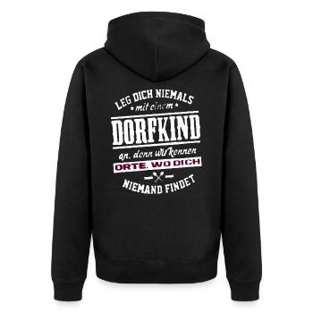 Dorfkind Dorfkinder Dorf Dörfer Dorfkind - Unisex Premium Bio Zip Hoodie - Schwarz - Hinten - Nico (187cm)