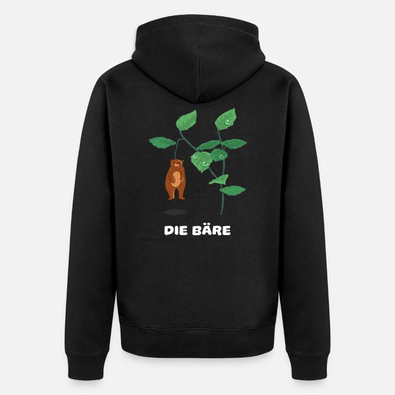 Ich bin eine Baere - Unisex Premium Bio Zip Hoodie - Schwarz