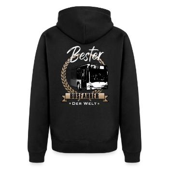 Bester Busfahrer der Welt - Geschenkidee - Unisex Premium Bio Zip Hoodie - Schwarz - Hinten - Nico (187cm)