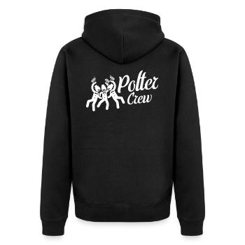 Polter Crew Polterabend Team - Unisex Premium Bio Zip Hoodie - Schwarz - Hinten - Nico (187cm)