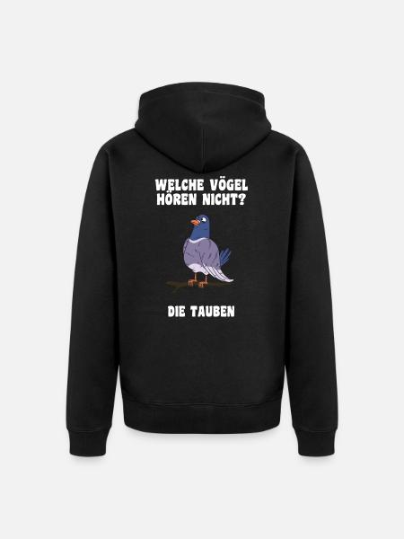 Das Tauben Witze Design - Unisex Premium Bio Zip Hoodie - Schwarz