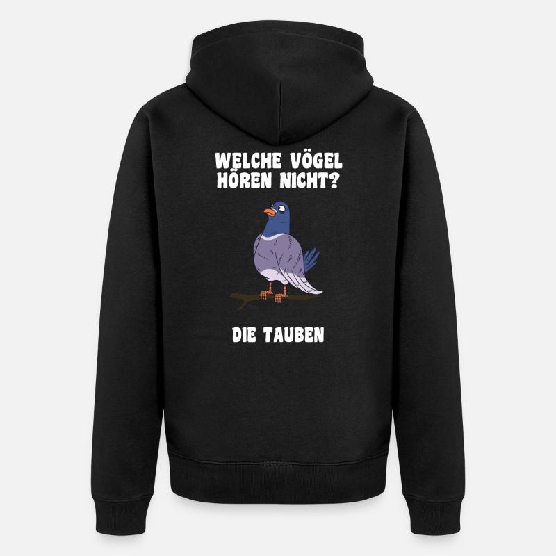 Das Tauben Witze Design - Unisex Premium Bio Zip Hoodie - Schwarz