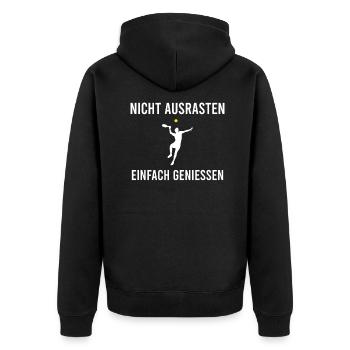 Tennis Ballsport Tennisspieler Hobby Geschenk idee - Unisex Premium Bio Zip Hoodie - Schwarz - Hinten - Nico (187cm)