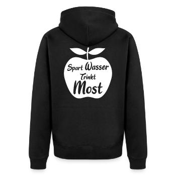 Apfel Most Mostfass Mostpresse Apfelwein Mostkrug - Unisex Premium Bio Zip Hoodie - Schwarz - Hinten - Nico (187cm)