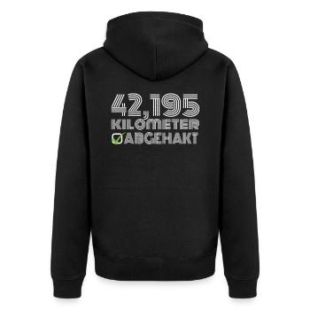 Jogger Laufen Jogging Läufer Marathonlauf Marathon - Unisex Premium Bio Zip Hoodie - Schwarz - Hinten - Nico (187cm)