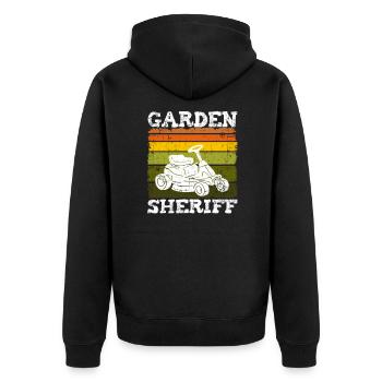 Cadeau de tonte de pelouse de tondeuse à gazon de shérif de jardin - Veste à capuche bio Premium Unisexe - noir - Dos - Nico (187cm)