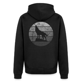 Wolf Bild Wolfhund Wölfe im Schafspelz Geschenk - Unisex Premium Bio Zip Hoodie - Schwarz - Hinten - Nico (187cm)