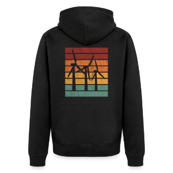 Windenergie Windkraft Windkraftanlage Kraftwerk - Unisex Premium Bio Zip Hoodie - Schwarz - Hinten - Nico (187cm)