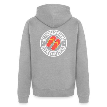 Rettungsschwimmer Bademeister Flip Flops Lustig - Unisex Premium Bio Zip Hoodie - Grau meliert - Hinten - Nico (187cm)