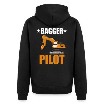 Bagger Pilot Shirt • Baggern • Bagger Geschenk - Unisex Premium Bio Zip Hoodie - Schwarz - Hinten - Nico (187cm)