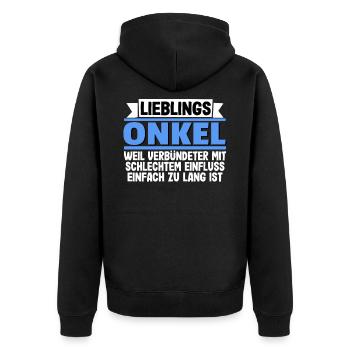 Patenonkel Onkel Neffe Nichte Bester Onkel T-Shirt - Unisex Premium Bio Zip Hoodie - Schwarz - Hinten - Nico (187cm)