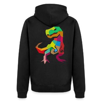 Abstrakter T-Rex trex tyrannosaurus Geschenkidee - Unisex Premium Bio Zip Hoodie - Schwarz - Hinten - Nico (187cm)