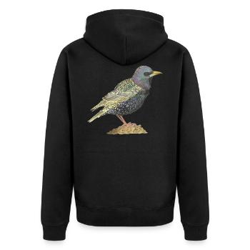 Star bird starling - Unisex Premium Organic Zip Hoodie - black - Back - Nico (187cm)