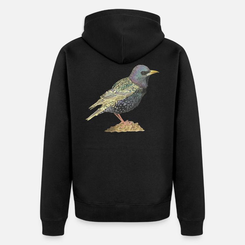 Étourneau sansonnet - Veste à capuche bio Premium Unisexe - noir