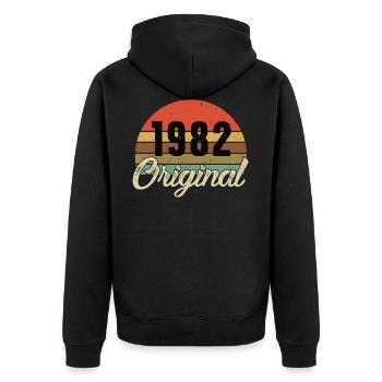 1982 Original Geburtstag - Unisex Premium Bio Zip Hoodie - Schwarz - Hinten - Nico (187cm)