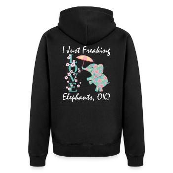 Elefantenliebhaber Ich bin einfach freaking Liebe Elefanten OK? - Unisex Premium Bio Zip Hoodie - Schwarz - Hinten - Nico (187cm)