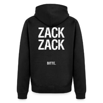 Lustige Sprüche Zack Zack - Unisex Premium Bio Zip Hoodie - Schwarz - Hinten - Nico (187cm)