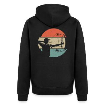 Bogenschießen Bogenschütze Compoundbogen Bogen - Unisex Premium Bio Zip Hoodie - Schwarz - Hinten - Nico (187cm)