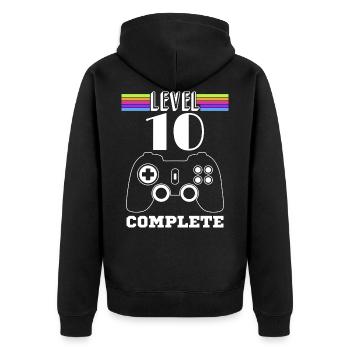 10 ans jeux vidéo enfants - Veste à capuche bio Premium Unisexe - noir - Dos - Nico (187cm)