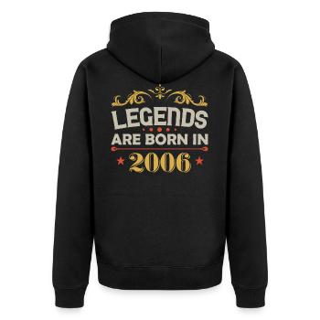 Les légendes sont nées en 2006 anniversaire - Veste à capuche bio Premium Unisexe - noir - Dos - Nico (187cm)