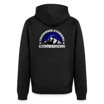 Alpenüberquerung Tegernsee Sterzing Alpen Wanderer - Unisex Premium Bio Zip Hoodie - Schwarz - Hinten - Nico (187cm)