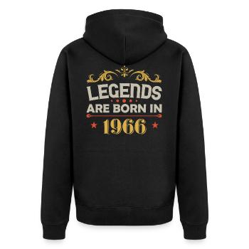 Les légendes sont nées en 1966 anniversaire - Veste à capuche bio Premium Unisexe - noir - Dos - Nico (187cm)