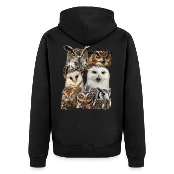 Nächtliche Raubvögel - Unisex Premium Bio Zip Hoodie - Schwarz - Hinten - Nico (187cm)