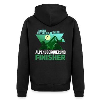 Alpenüberquerung Tshirt Finisher I Alpenbezwinger - Unisex Premium Bio Zip Hoodie - Schwarz - Hinten - Nico (187cm)