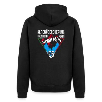 Alpenüberquerung Obertdorf Meran Route E5 - Unisex Premium Bio Zip Hoodie - Schwarz - Hinten - Nico (187cm)