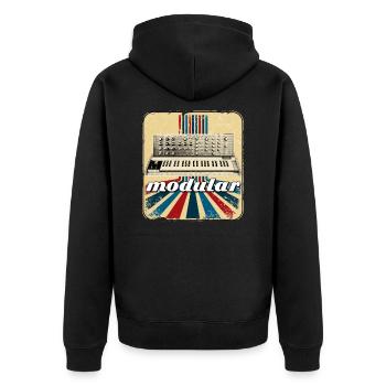 Synthesizer Retro ADSR Analog Modular Techno - Unisex Premium Bio Zip Hoodie - Schwarz - Hinten - Nico (187cm)