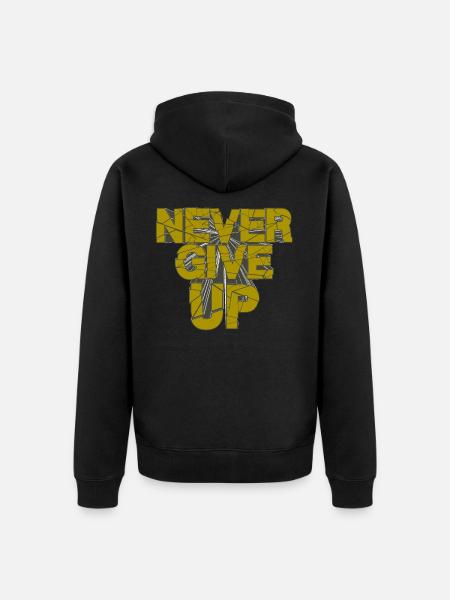 never give up - Unisex Premium Bio Zip Hoodie - Schwarz