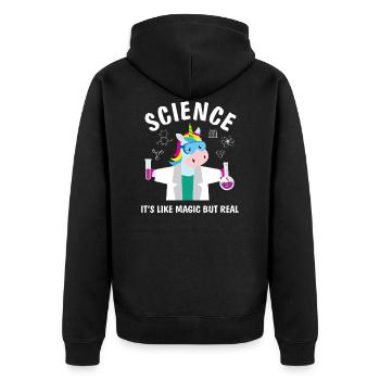 Lustige Wissenschaft ist wie Magie, aber echter Einhornliebhaber - Unisex Premium Bio Zip Hoodie - Schwarz - Hinten - Nico (187cm)