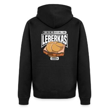 Leberkäse Leberkas Leberkäs Fleischkäse Semmel - Unisex Premium Bio Zip Hoodie - Schwarz - Hinten - Nico (187cm)