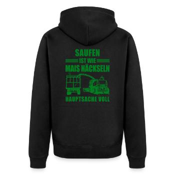 Mais Häckseln Ernte Design für Landwirte - Unisex Premium Bio Zip Hoodie - Schwarz - Hinten - Nico (187cm)