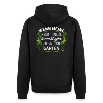 Garten Seele Urlaub Geschenk Weihnachten Grün - Unisex Premium Bio Zip Hoodie - Schwarz - Hinten - Nico (187cm)