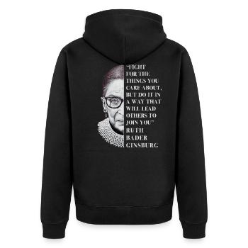 Luttez pour ce qui vous tient à cœur dans le célèbre RBG - Veste à capuche bio Premium Unisexe - noir - Dos - Nico (187cm)