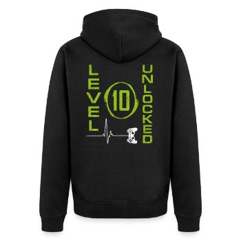 10 ans Gamer Boy niveau 10 débloqué 10e Birt - Veste à capuche bio Premium Unisexe - noir - Dos - Nico (187cm)